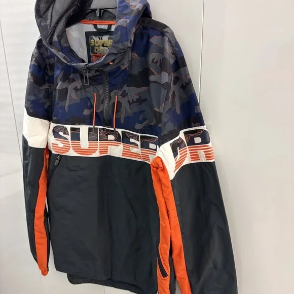 Superdry Ryley Overhead 1/4 Zip Jacket Smart Casual Lightweight Blue Camo Medium - Picture 2 of 11